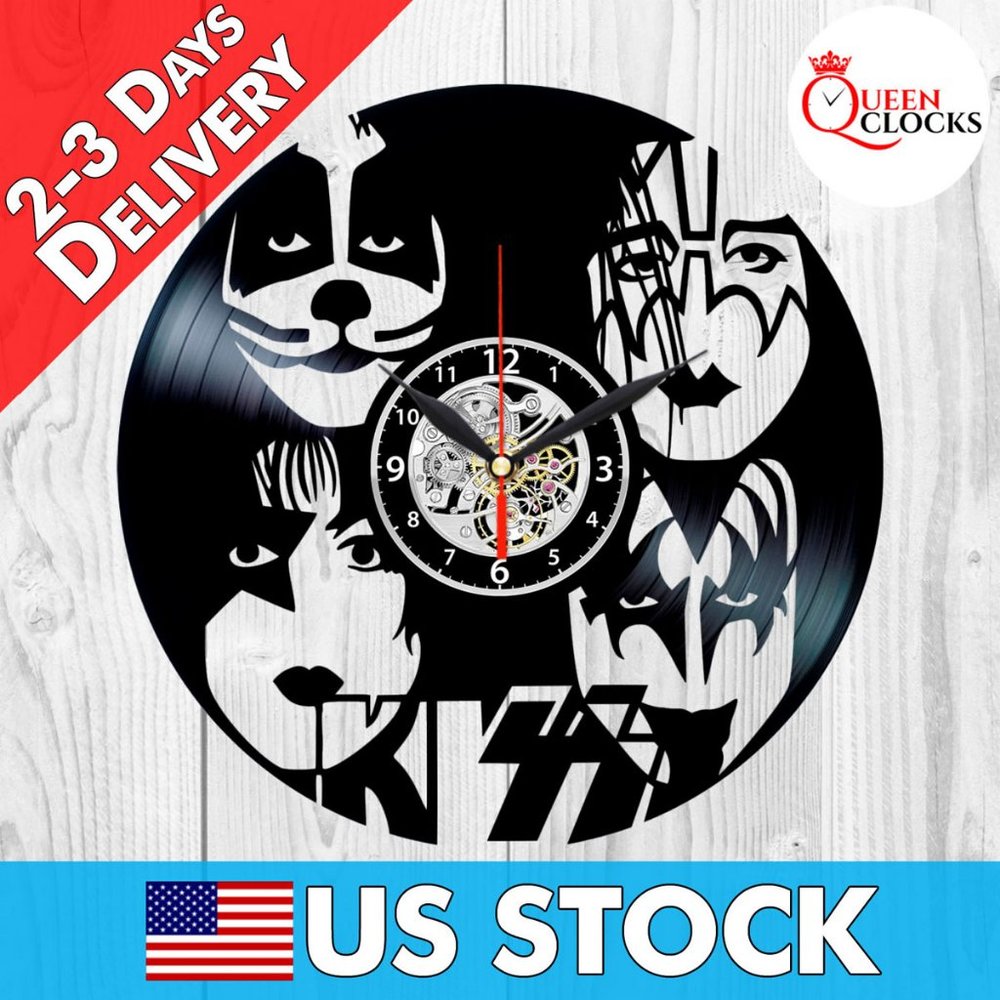 KISS Vinyl Wall Clock Rock Band Gifts or Men